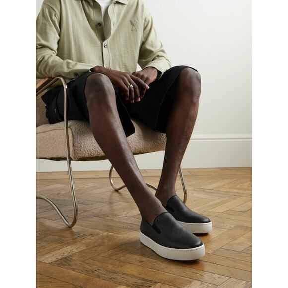 Christian Louboutin Mens Boatissimo Flat Black Leather Slip On Sneakers 42 9 - Picture 7 of 16